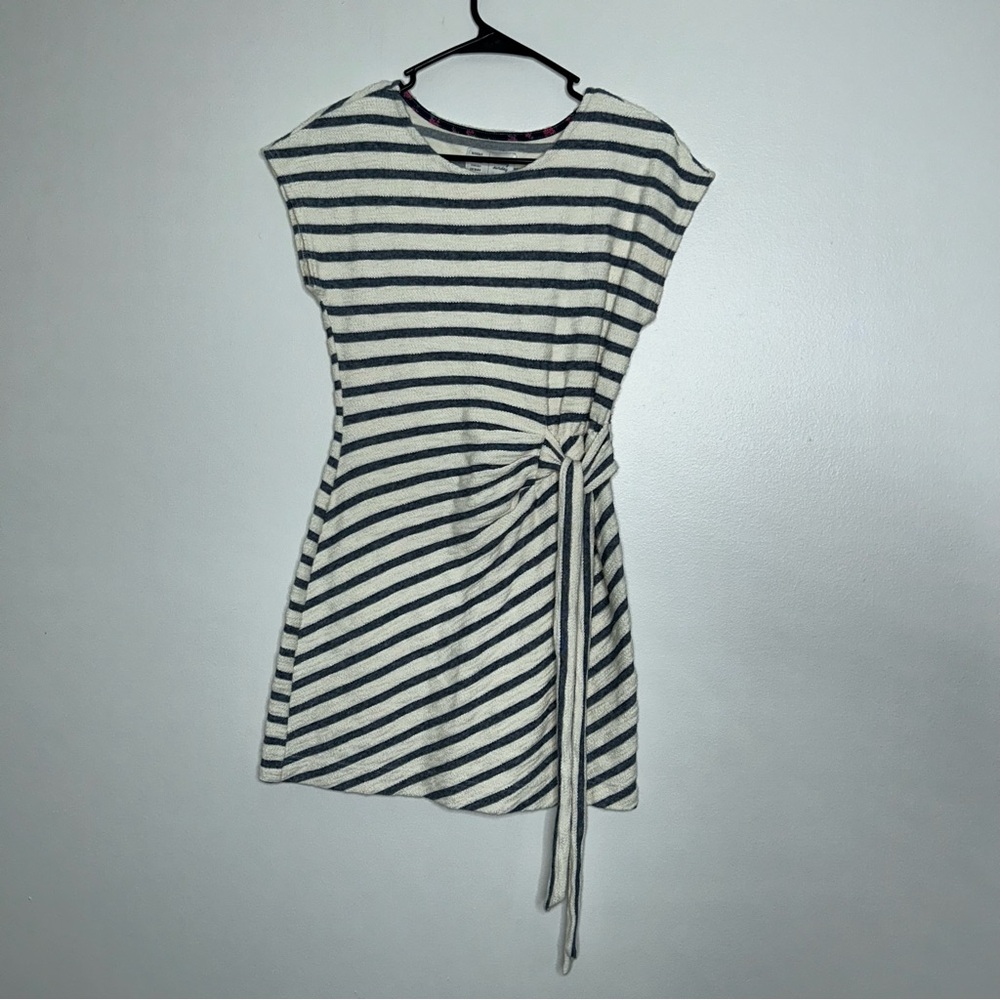 Anthropologie Navy and Cream Striped Mini Dress
